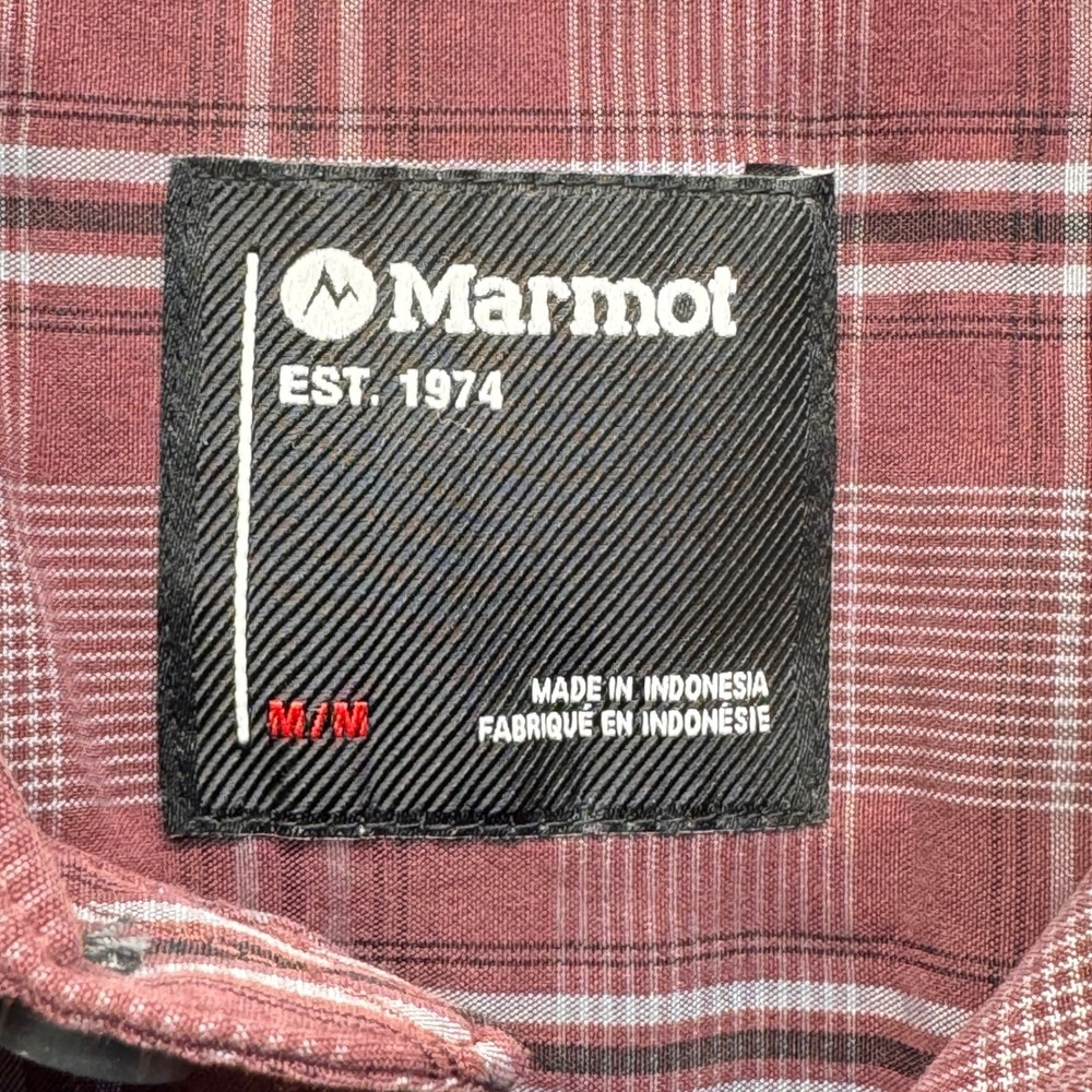 Marmot Eldridge UPF 20 UpCycle Mens Medium Whiskey Brown Plaid Shirt Gorpcore - Picture 3 of 10
